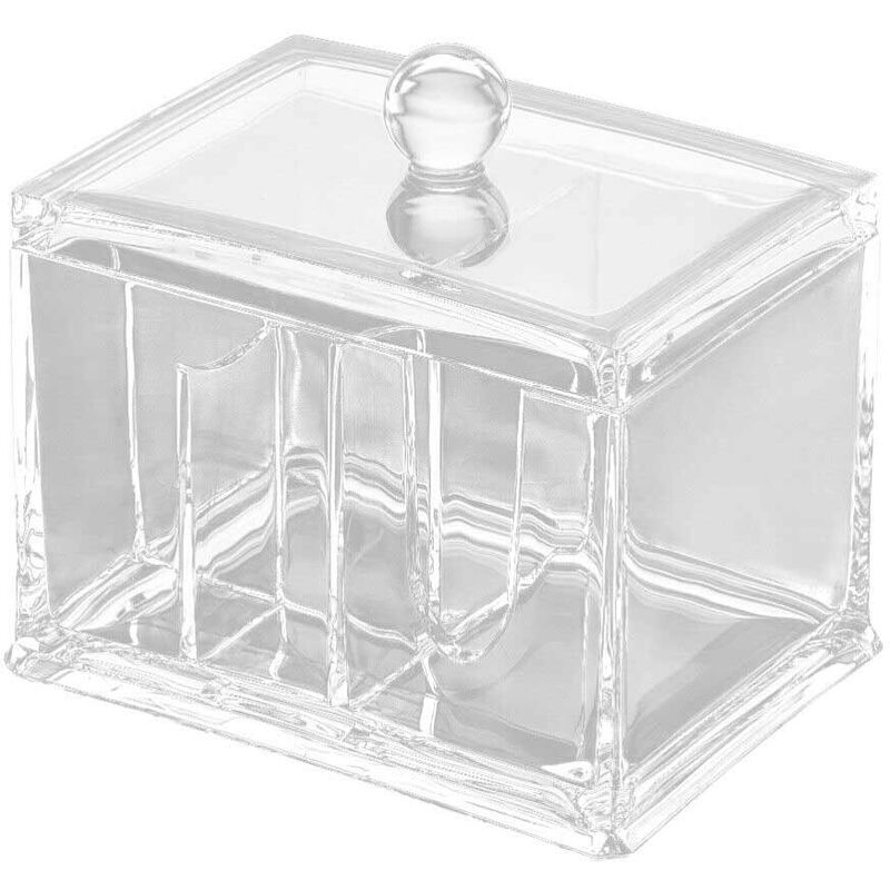 foto del prodotto vetrineinrete organizer porta cotton fioc e dischetti struccanti con foro portatrucco e rossetti quadrato con coperchio richiudibile accessori