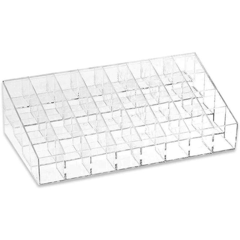 foto del prodotto vetrineinrete organizer portatrucchi per trucchi smalti e rossetti stand espositore scatola trasparente con diversi scomparti organizzatore per