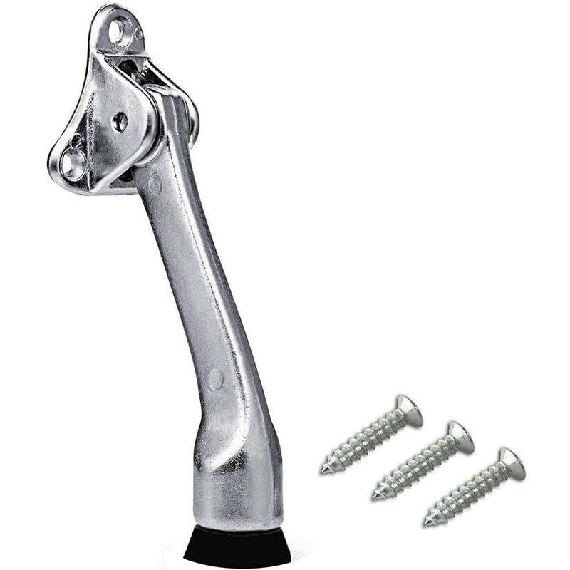 foto del prodotto vetrineinrete piede fermaporta in acciaio inox con base in gomma antiscivolo supporto stopper per bloccare la porta 125 mm
