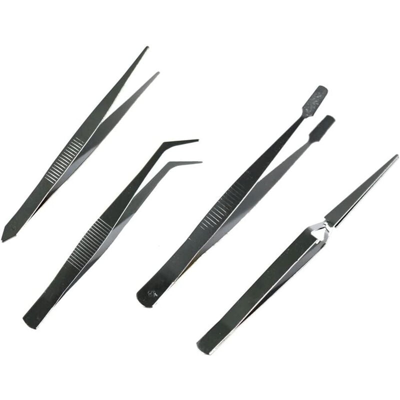 foto del prodotto vetrineinrete pinzette in acciaio pinze industriali di precisione professionali strumenti di riparazione 4 pezzi per modellismo elettronica