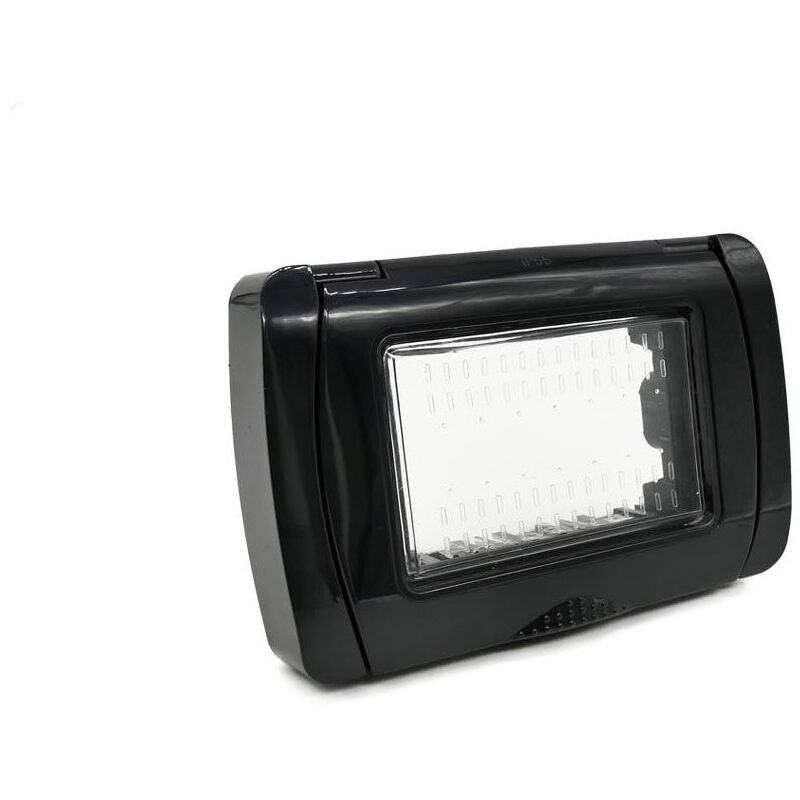 foto del prodotto vetrineinrete placca idrobox 3 posti compatibile con matix ip55 coperchio modulo cassetta 503 nero