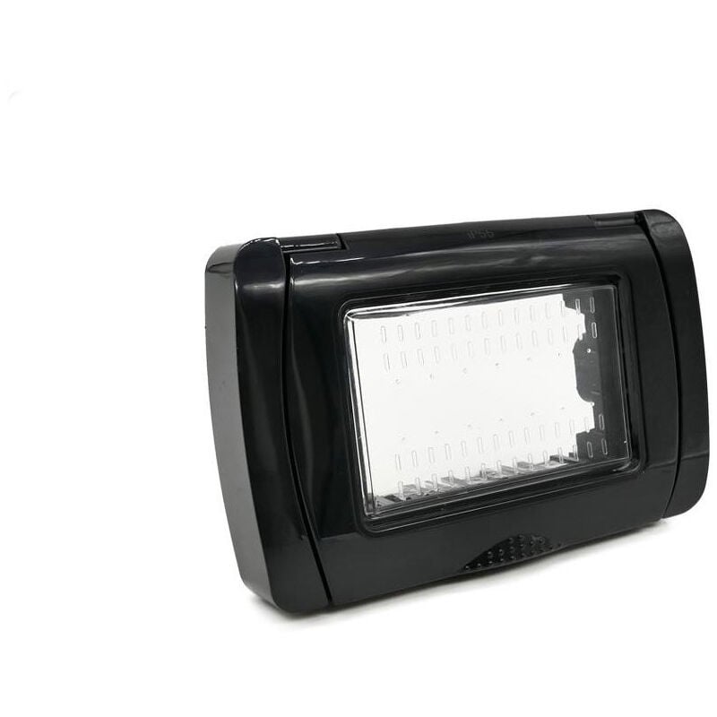 foto del prodotto vetrineinrete placca idrobox 4 posti compatibile con matix ip55 coperchio modulo cassetta 503 nero