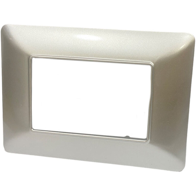 foto del prodotto vetrineinrete placchetta per interruttore a 3 posti silver cassetta 503 compatibile con btcino matix supporto cover