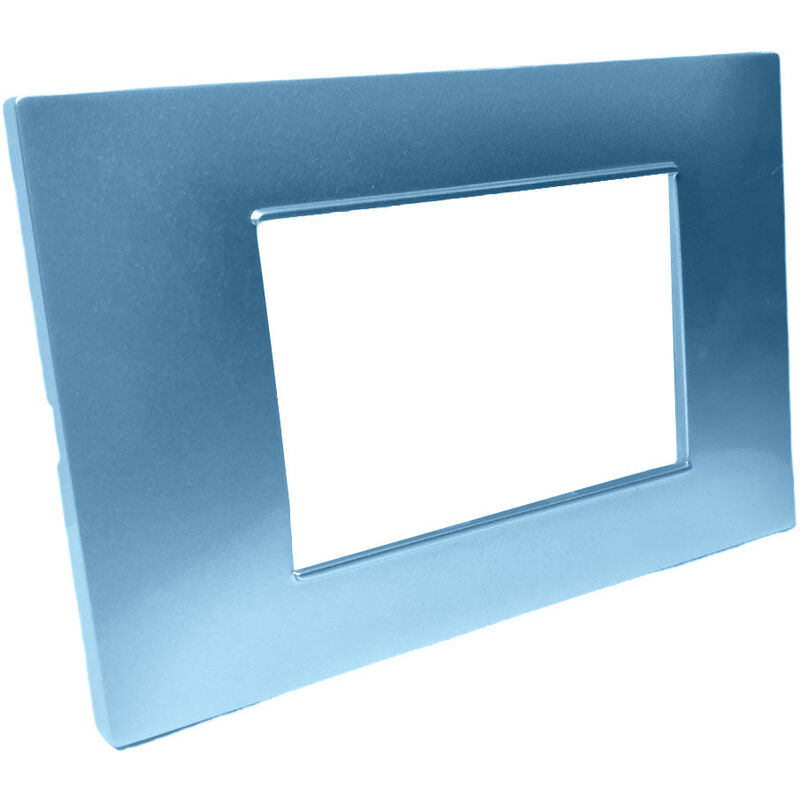foto del prodotto vetrineinrete placchetta per interruttore in metallo a 3 azzurro marino cassetta 503 compatibile con vimar plana supporto cover