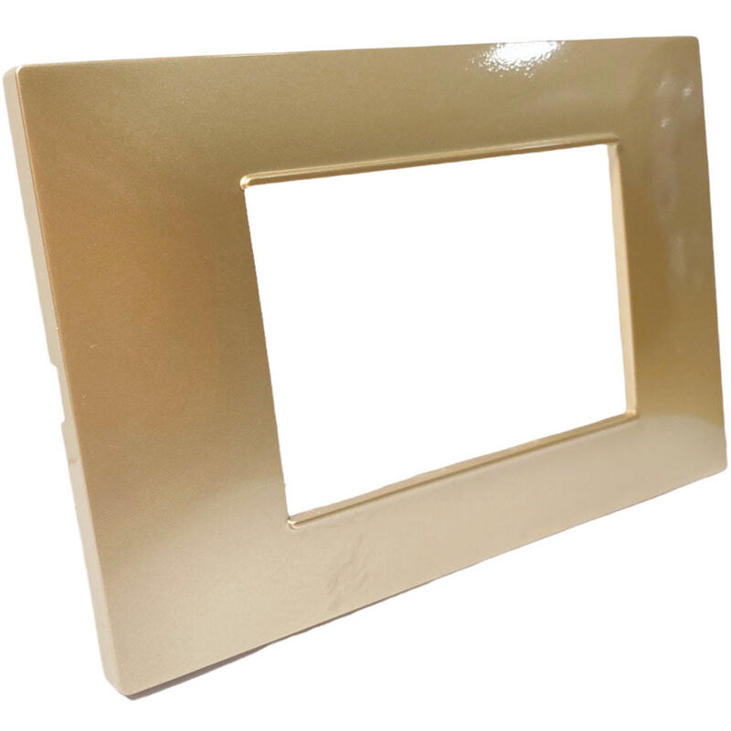 foto del prodotto vetrineinrete placchetta per interruttore in metallo a 3 oro satinato cassetta 503 compatibile con vimar plana supporto cover