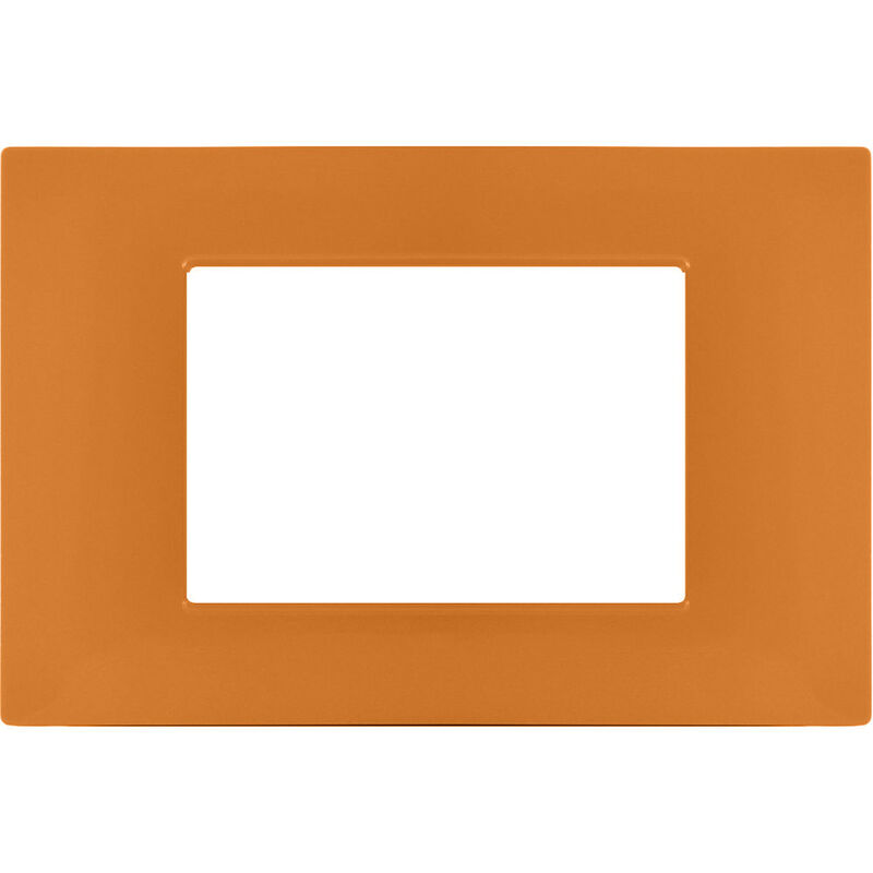 foto del prodotto vetrineinrete placchetta per interruttore in metallo a 3 posti arancio cassetta 503 compatibile con vimar plana supporto cover