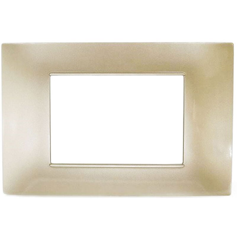foto del prodotto vetrineinrete placchetta per interruttore in metallo a 3 posti champagne cassetta 503 compatibile con vimar plana supporto cover