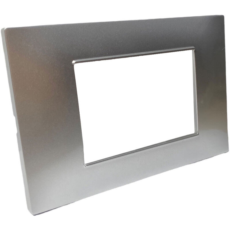 foto del prodotto vetrineinrete placchetta per interruttore in metallo a 3 posti silver cassetta 503 compatibile con vimar plana supporto cover