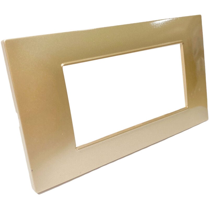 foto del prodotto vetrineinrete placchetta per interruttore in metallo a 4 oro satinato cassetta 504 compatibile con vimar plana supporto cover