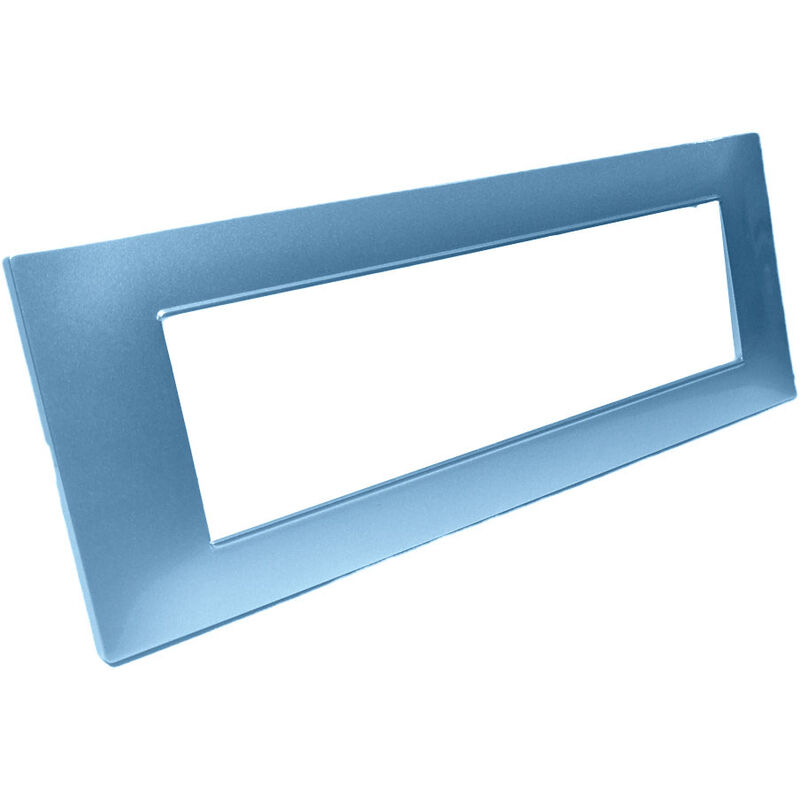 foto del prodotto vetrineinrete placchetta per interruttore in metallo a 7 azzurro marino cassetta 507 compatibile con vimar plana supporto cover