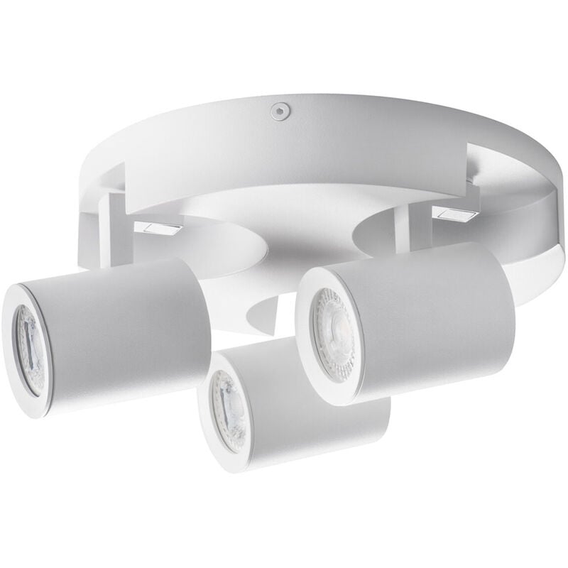 foto del prodotto vetrineinrete plafoniera 3 diffusori orientabile da soffitto parete lampada tonda attacco gu10 per bagno soggiorno bianco o nero