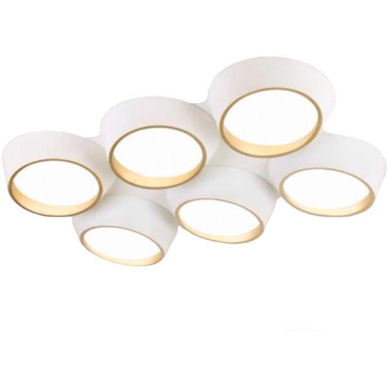 foto del prodotto vetrineinrete plafoniera a led 120 watt lampadario da soffitto 6 cerchi irregolari luce naturale 4000k