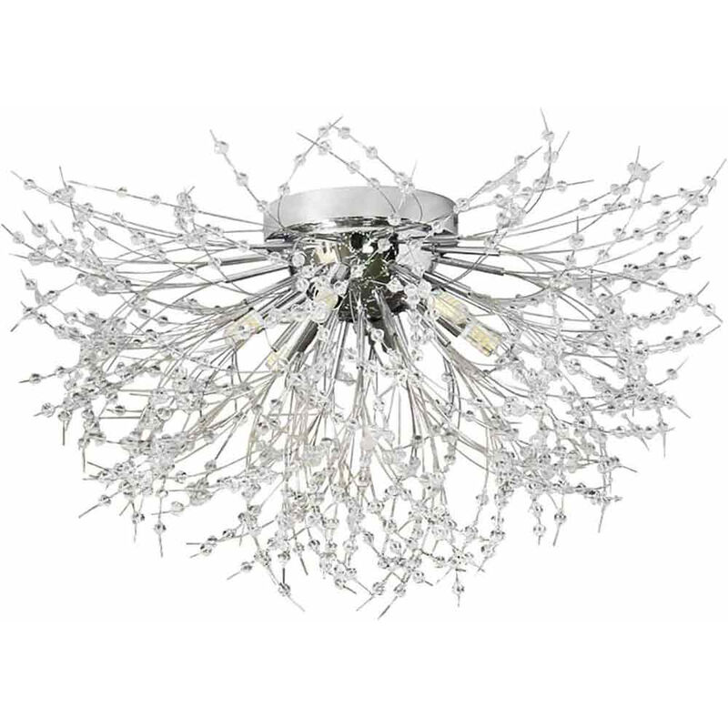 foto del prodotto vetrineinrete plafoniera con cristalli in acrilico contemporaneo attacco g9 lampada da soffitto fuochi d artificio argento