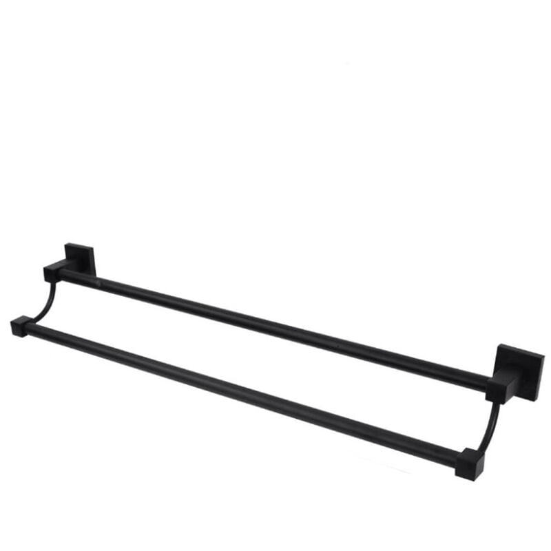 foto del prodotto vetrineinrete porta asciugamano doppio nero portasalviette 62 cm fissaggio con viti o senza viti biadesivo accessori arredo bagno
