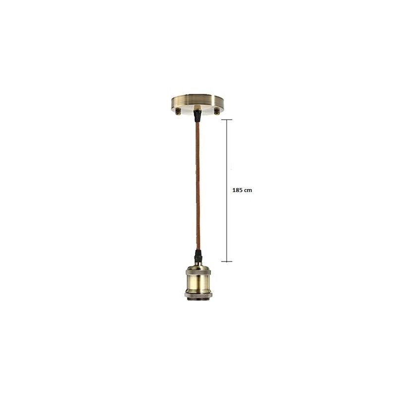 foto del prodotto vetrineinrete porta lampada e27 bronzo antico a sospensione pendente con cavo vintage retr 