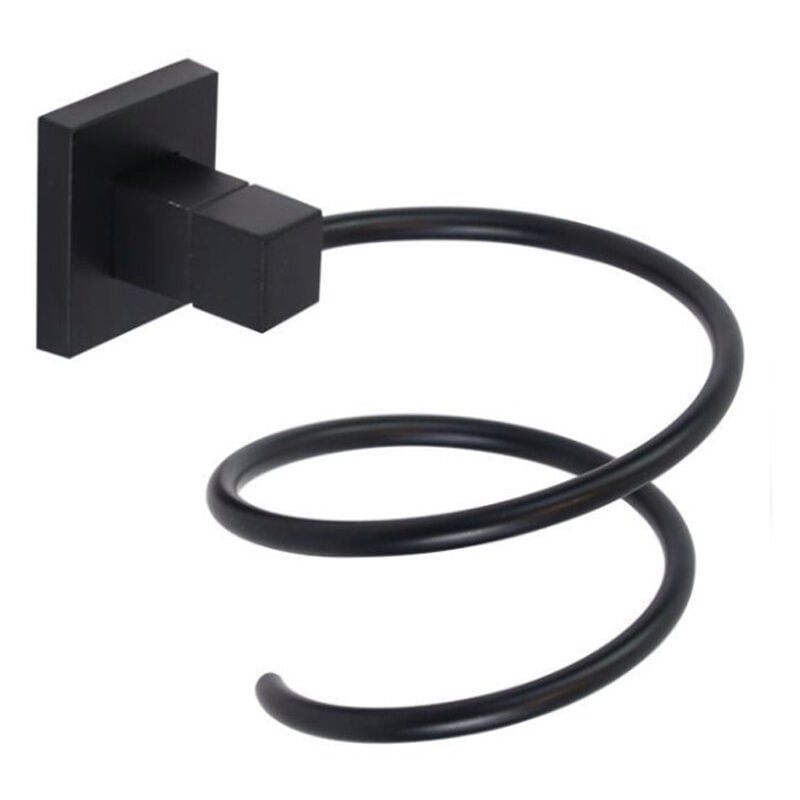 foto del prodotto vetrineinrete porta phon da bagno in acciaio nero porta asciugacapelli fissaggio con viti o senza viti biadesivo accessori arredo bagno