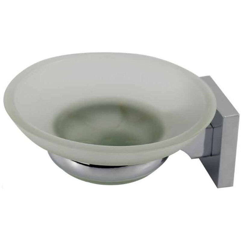 foto del prodotto vetrineinrete porta sapone da parete in acciaio piattino in vetro satinato fissaggio con viti o senza viti biadesivo accessori arredo bagno