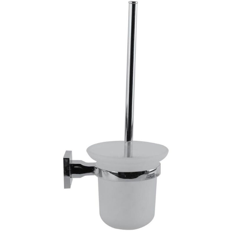 foto del prodotto vetrineinrete porta scopino da parete in acciaio bicchiere in vetro satinato fissaggio con viti o senza viti biadesivo accessori arredo bagno