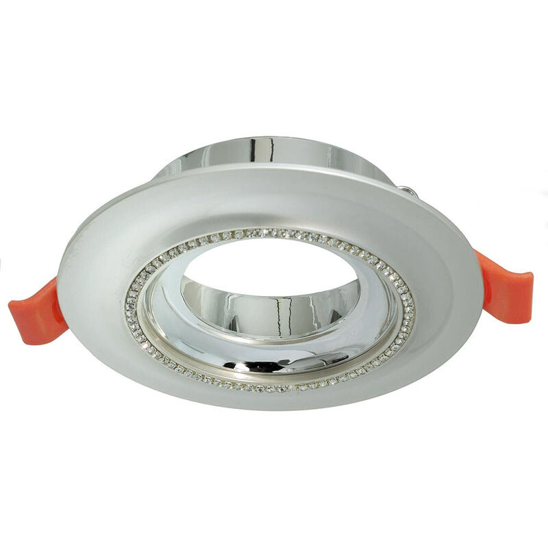 foto del prodotto vetrineinrete portafaretto a incasso tondo con brillantini argento porta faretto per controsoffittatura illuminazione luce