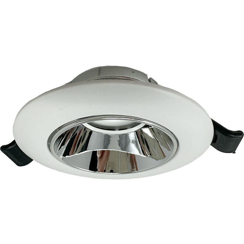 foto del prodotto vetrineinrete portafaretto tondo orientabile ad incasso per soffitto supporto per faretto bianco e argento controsoffitta