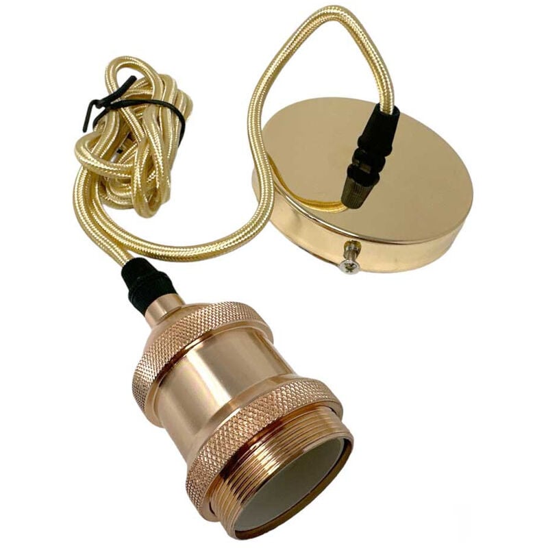 foto del prodotto vetrineinrete portalampada a sospensione cavo in corda 2 metri vintage lampada da soffitto retr per lampadine e27 oro rosa