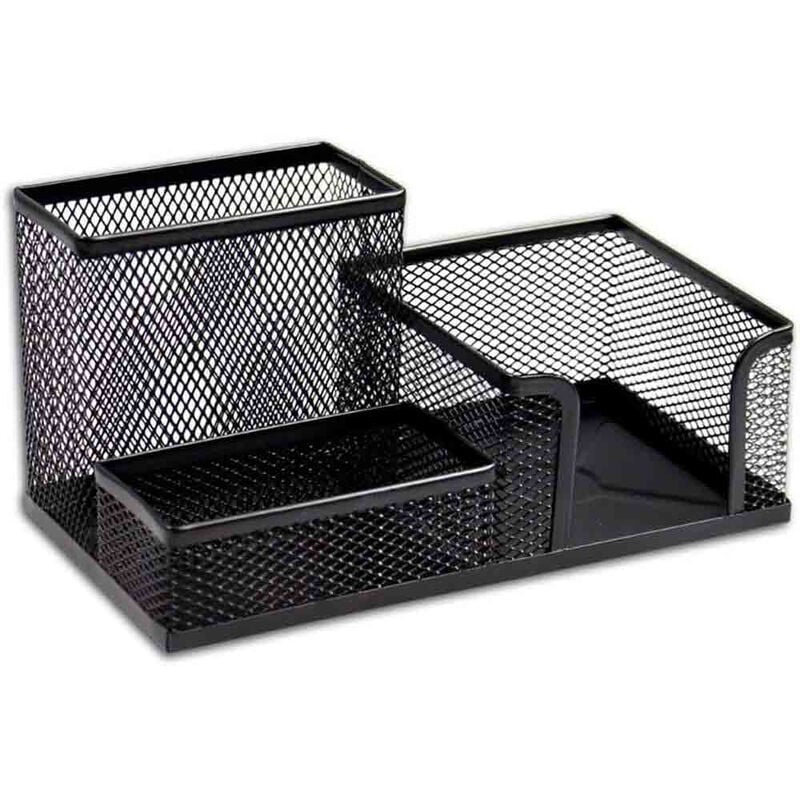 foto del prodotto vetrineinrete portaoggetti da scrivania in metallo traforato con 3 scomparti portapenne desk organizer per cancelleria