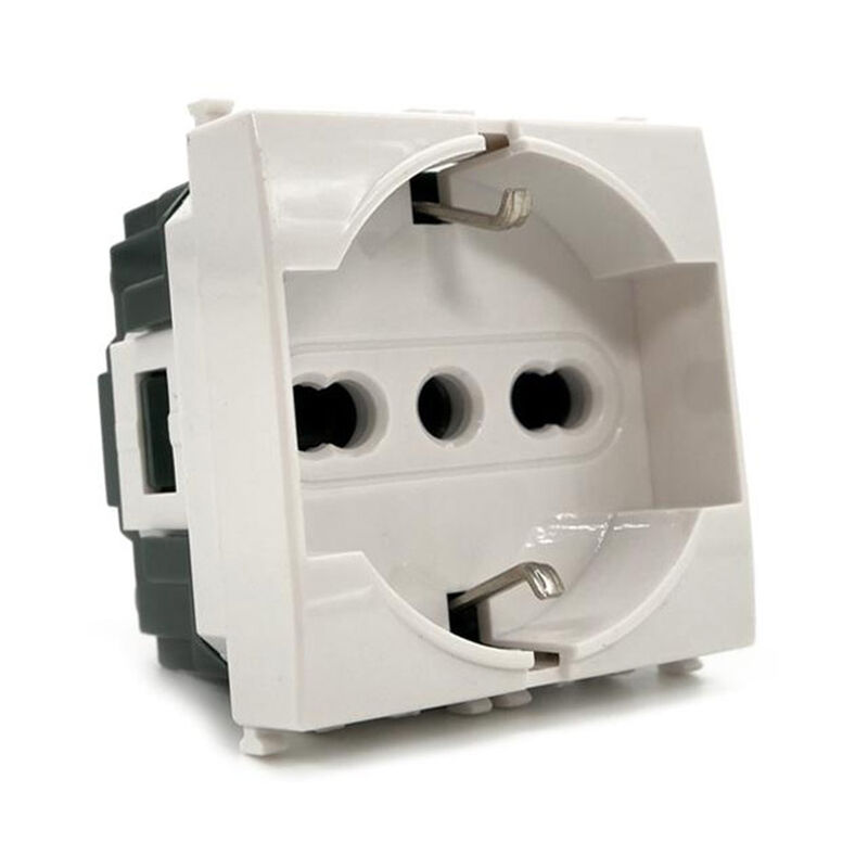 foto del prodotto vetrineinrete presa schuko 16a compatibile con vimar plana prese spina 2p presa elettrica a muro spina bianco