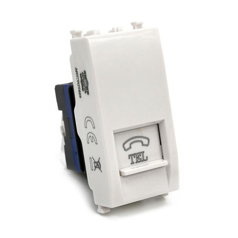 foto del prodotto vetrineinrete presa telefonica rj11 compatibile con vimar plana connettore per cavo telefono bianco