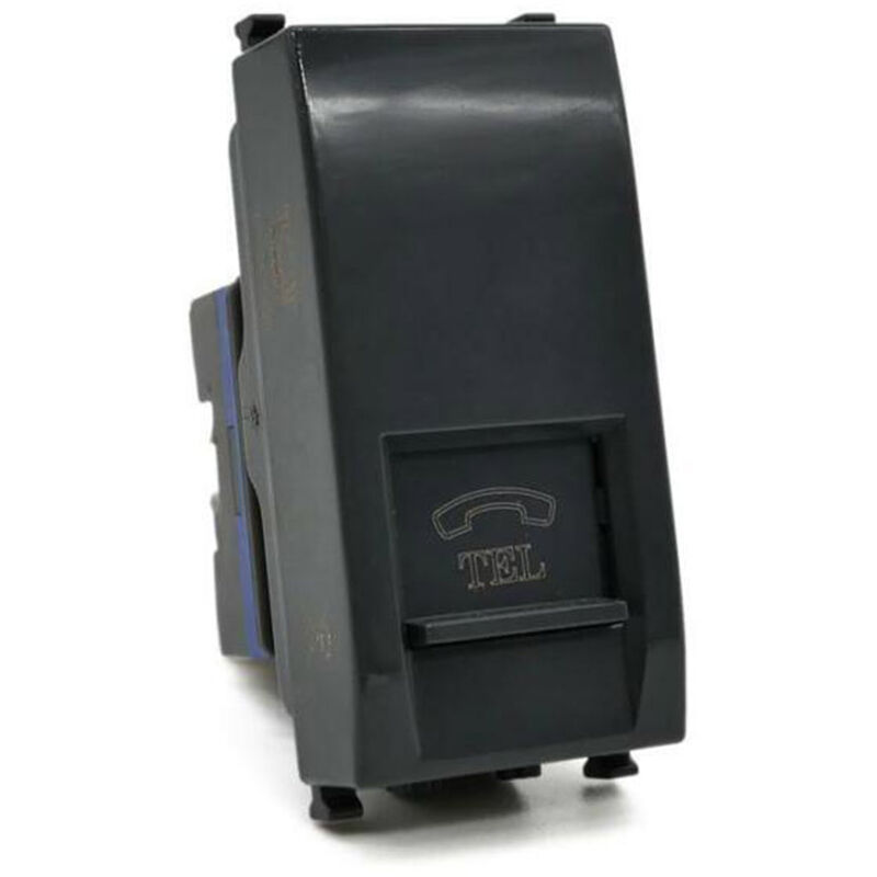 foto del prodotto vetrineinrete presa telefonica rj11 compatibile con vimar plana connettore per cavo telefono nero