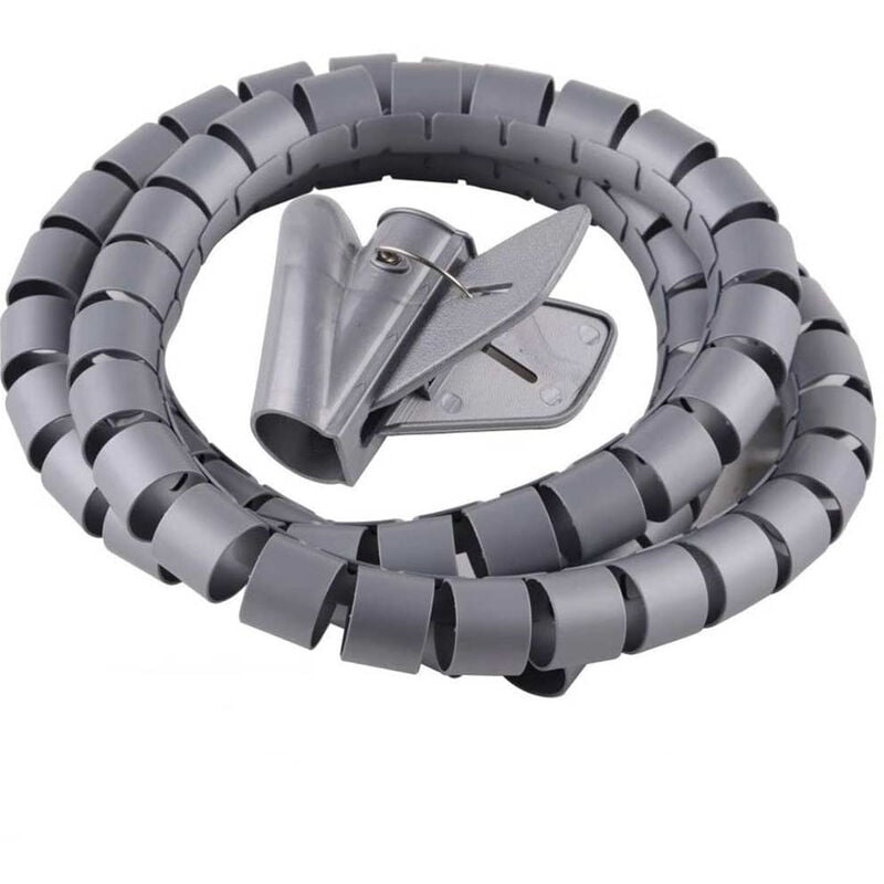 foto del prodotto vetrineinrete raccogli cavi spiralato tubo 1,5 metri copri cavo organizer per cavi e fili elettrici in plastica grigio diametro da 2 cm