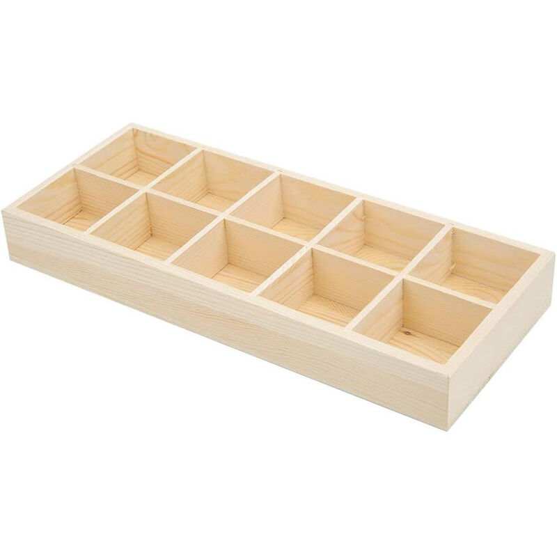 foto del prodotto vetrineinrete scatola in legno personalizzabile 10 scomparti contenitore portaoggetti per bustine di the scatole decorative decoupage