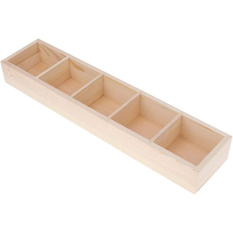 foto del prodotto vetrineinrete scatola in legno personalizzabile 5 scomparti contenitore portaoggetti per bustine di the scatole decorative decoupage