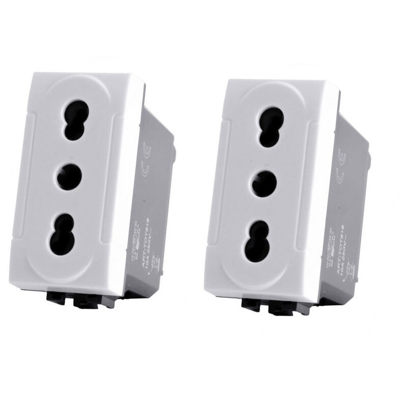 foto del prodotto vetrineinrete set 2 presa bipasso bivalente 10 16a compatibile living light international air prese modulo cassetta 503 bianco