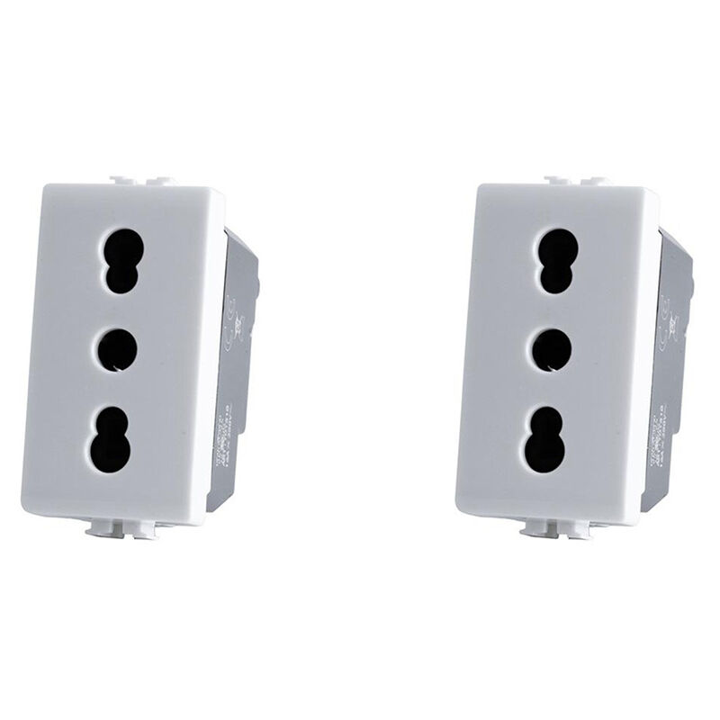 foto del prodotto vetrineinrete set 2 presa bipasso bivalente 10 16a compatibile matix prese modulo cassetta 503 bianco