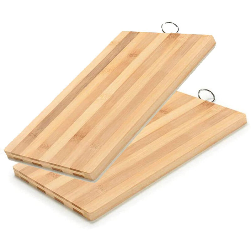 foto del prodotto vetrineinrete set 2 tagliere rettangolare in legno zebrato con gancio per aperitivi antipasti vassoio per finger food da cucina 30x20x2 cm