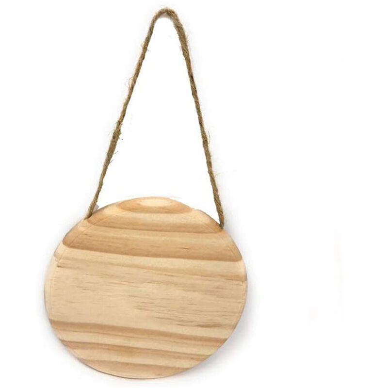 foto del prodotto vetrineinrete targhetta in legno 2 pezzi con corda in canapa da appendere targa personalizzabile con decoupage pittura appendino per porta tondo