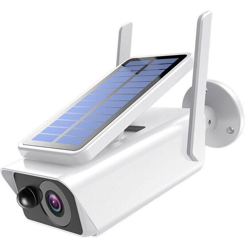 foto del prodotto vetrineinrete telecamera wifi hd 1080p 2mpx videocamera wireless ricaricabile con pannello solare visione notturna controllo da app smartphone ip66