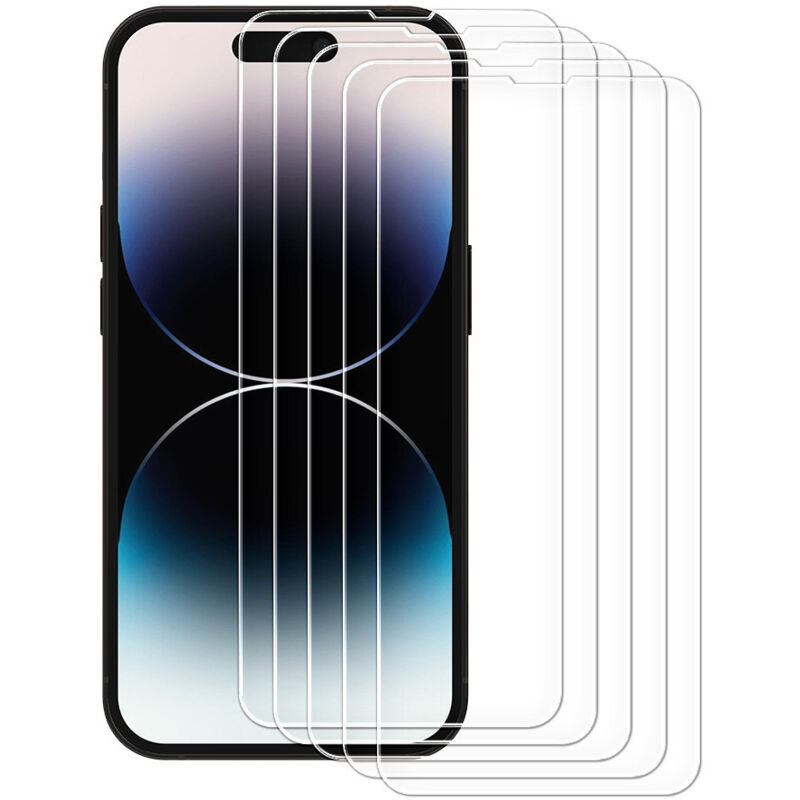 foto del prodotto vetro temperato 9h per iphone 14 plus schermo intero knight 2.5d fs tg set da 5 pz.