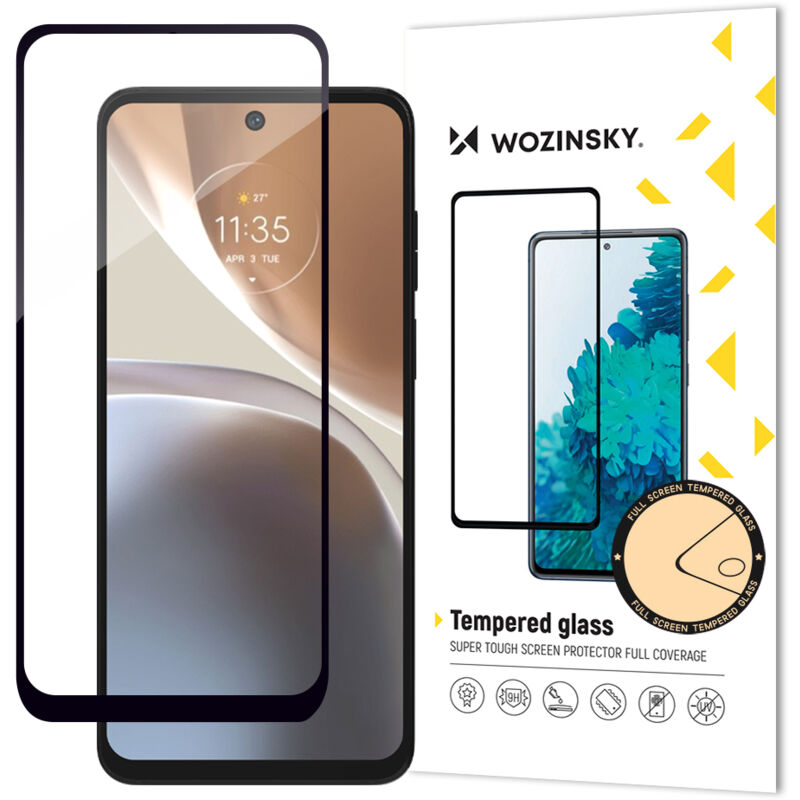 foto del prodotto vetro temperato a schermo intero 9h per motorola moto g32 con vetro temperato completamente colla con cornice nera