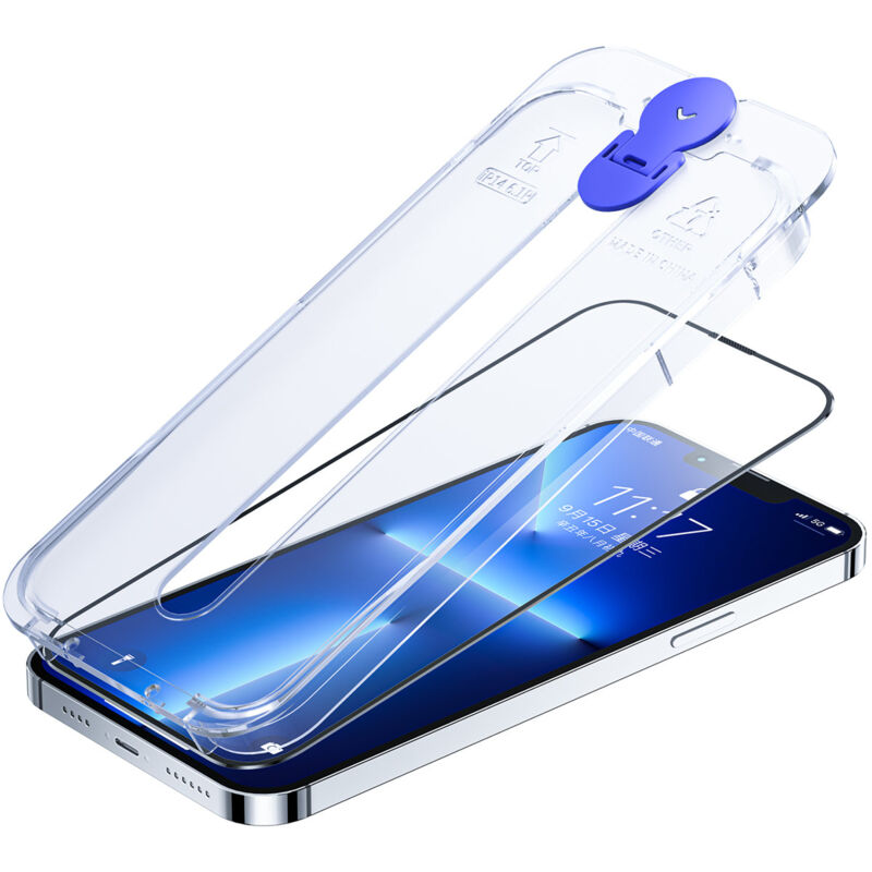 foto del prodotto vetro temperato per iphone 14 plus con kit di montaggio knight trasparente