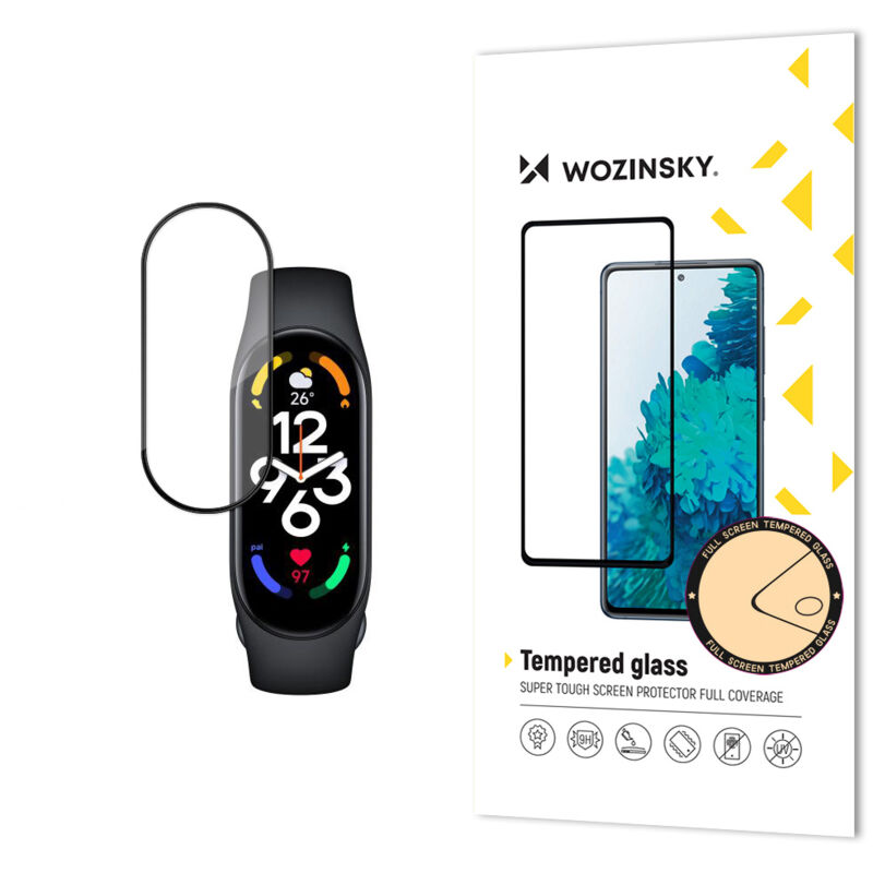 foto del prodotto vetro temperato per lo schermo full glue di xiaomi mi band 7 con cornice nera