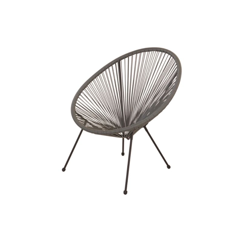 foto del prodotto vette sedia poltrona con seduta a corde grigia in polyrattan e ferro cm.70x69x81h per mare giardino piscina