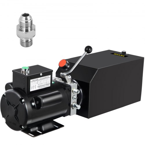foto del prodotto vevor 14l pompa idraulica hydraulic pump dc doppia azione con serbatoio d acciaio per elevatore e per auto 14l 