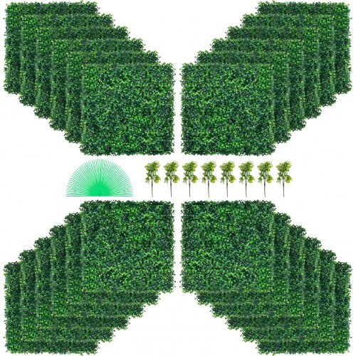 foto del prodotto vevor 24 pezzi artificiale pannello da siepe di bosso, 50,8 x 50,8 cm, siepi artificiali, recinzione artificiale bosso, edera finta effetto realistico decorazione plastica verde, spessore da 4 cm