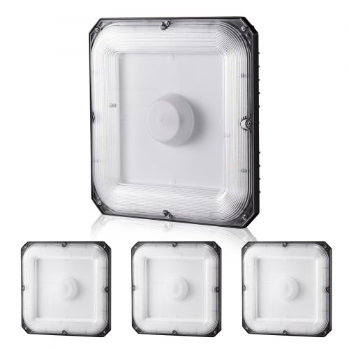 foto del prodotto vevor 4 pezzi di luce a led per pensiline, 80 w, ip65, luci per pensiline commerciali industriali, per esterni montaggio in superficie, illuminazione da soffitto per magazzino, garage, negozio 256 mm
