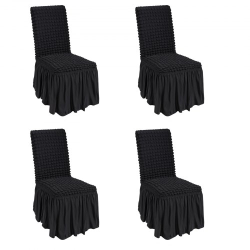 foto del prodotto vevor 4 pezzi nero coprisedie pieghevoli in spandex elasticizzato, coprisedie universali con gonna, fodere protettive lavabili rimovibili, per matrimoni, vacanze, banchetti, feste, sala da pranzo