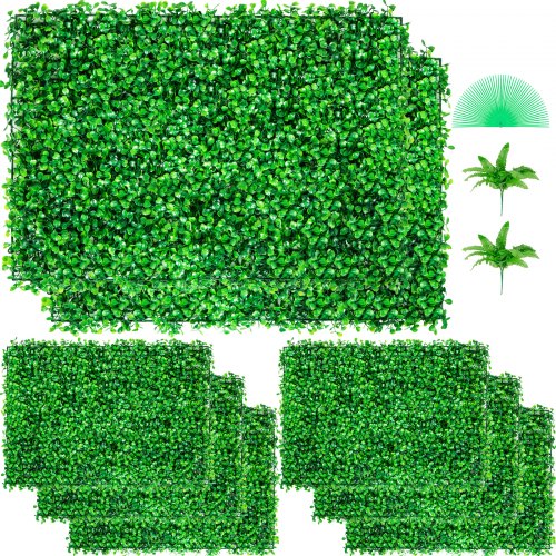 foto del prodotto vevor 8 pezzi artificiale pannello da siepe di bosso, 61x40,6 cm, siepi artificiali, recinzione artificiale bosso, edera finta effetto realistico decorazione plastica colore verde, spessore da 4 cm