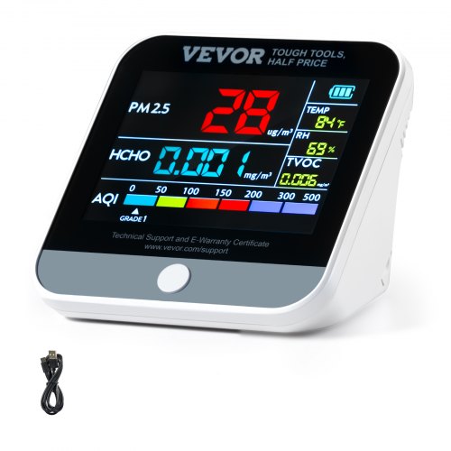 foto del prodotto vevor 8in1 monitor della qualit dell aria rilevatore di co2 pm1.0 2.5 10 hcho tvoc tester