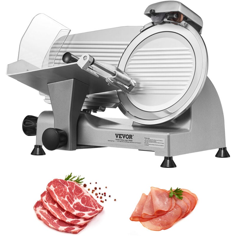 foto del prodotto vevor affettatrice elettrica 340w con lama in acciaio inox sus420 10 pietra per affilare, spessore regolabile 0 1,5 cm per uso commerciale