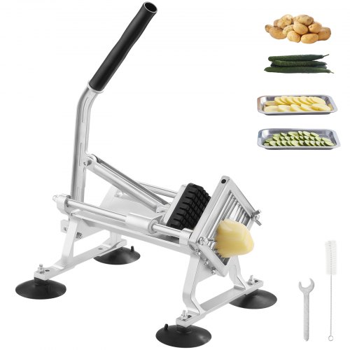 foto del prodotto vevor affettatrice verdure frutta commerciale 3 8 pollici, affettatrice taglia verdure in acciaio inox lega di alluminio, affettatrice manuale con piedini antiscivolo, cipolle, patate, limoni